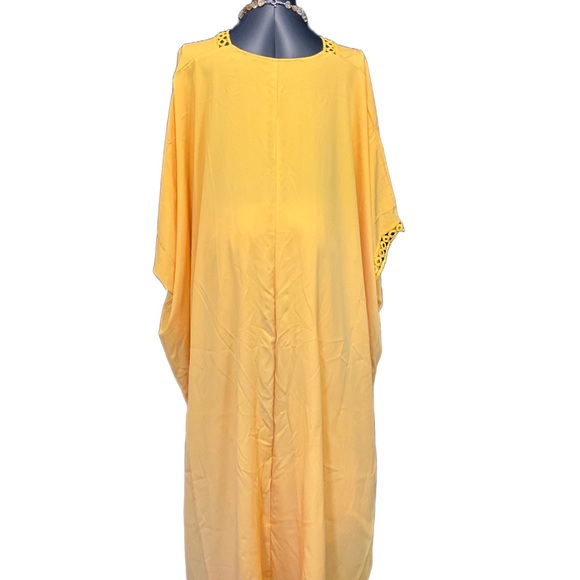 ChicMe Two Piece Yellow Vacation wear V Neck Flare Sleeve Top Wide Leg Pants Set - Picture 6 of 11